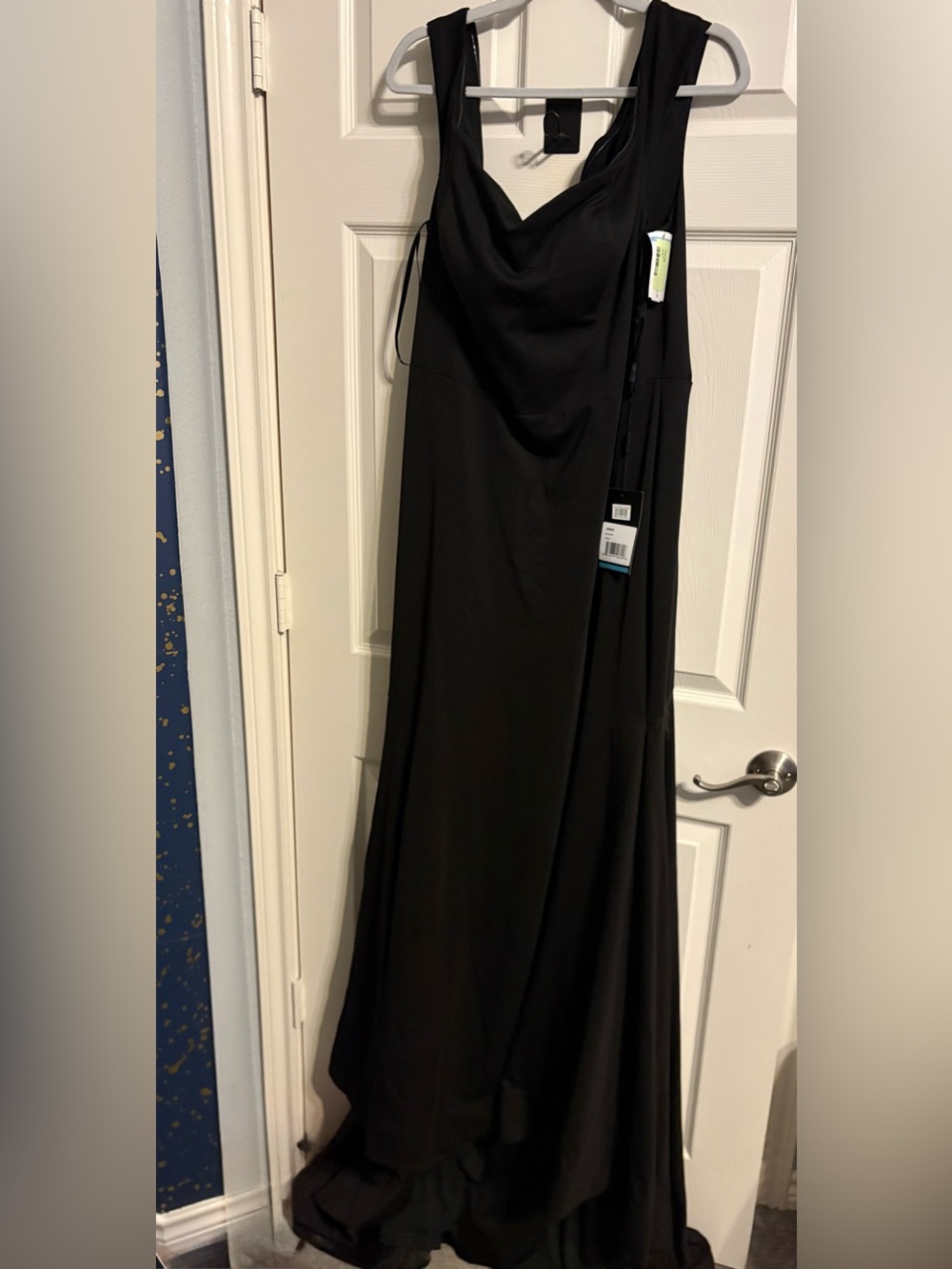 27- La femme black jersey gown with train size 18